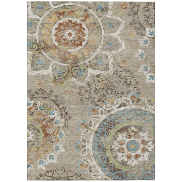 Chantille Machine Washable Indoor/Outdoor Abstract ACN2996 Khaki 10 ft. x 14 ft. Area Rug