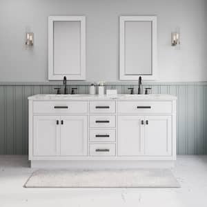 Hartford 72 In. W x 22 In. D Bath Vanity in White with Marble Vanity Top with White Basin, Faucet and Mirror