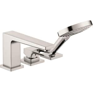 Metropol 2-Handle Deck Mount Roman Tub Faucet with Hand Shower in Brushed Nickel