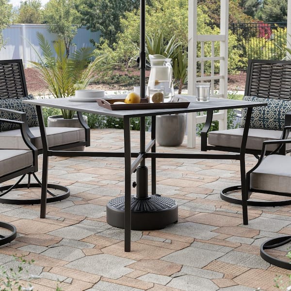 GREEMOTION Sintra 40 in. Square Steel Outdoor Dining Table With Ceramic Tile Top