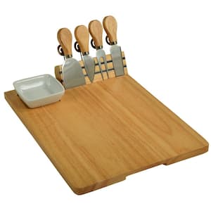 Windsor Hardwood Cheese Board with 4 Tools, Ceramic Bowl and Cheese Markers