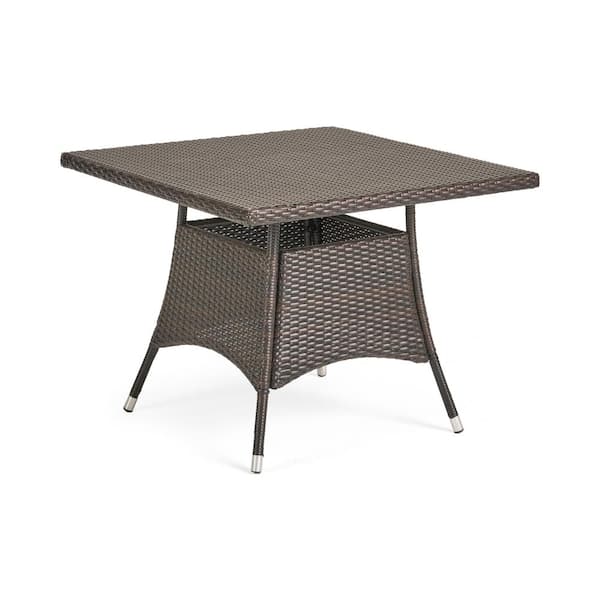 Unbranded Outdoor PE Wicker Dining Table Suitable for Patios and Gardens, Can Be Matched with Any Combination, Brown