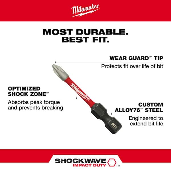 Milwaukee SHOCKWAVE Impact Duty 2 in. x 3 16 in. SL 8 Slotted Alloy Steel Screw Driver Bit 1 Pack 48 32 4919 The Home Depot