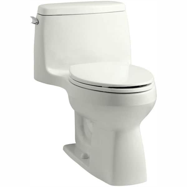 KOHLER Santa Rosa Comfort Height 1-piece 1.28 GPF Single Flush Compact Elongated Toilet with AquaPiston Flush in Dune