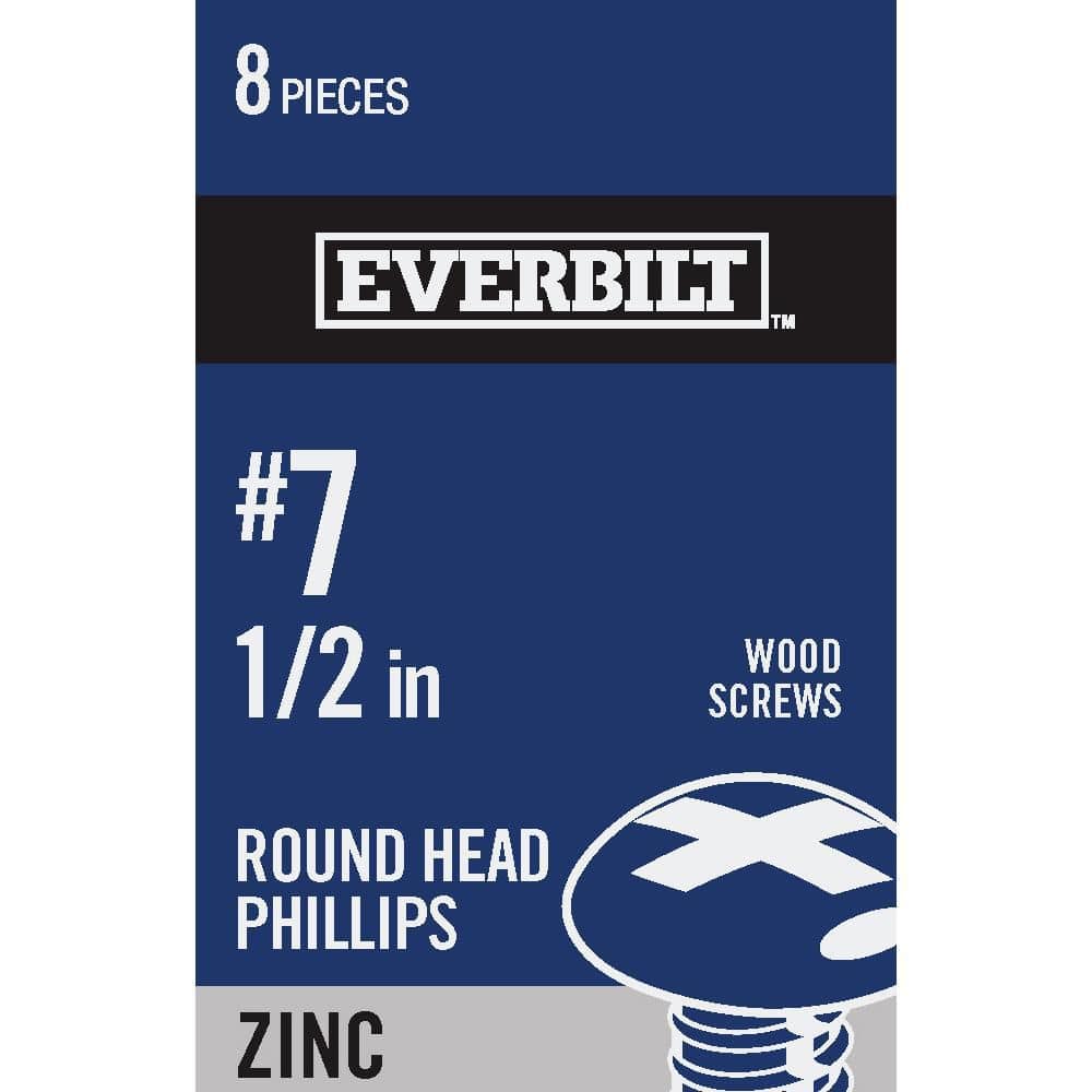 "#7 x 1/2 in. Phillips Round Head Zinc Plated Wood Screw (8-Pack)" price history on PriceWatchPro
