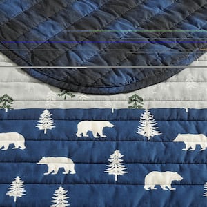 Blue Creek Navy Plaid Cotton Quilt Set