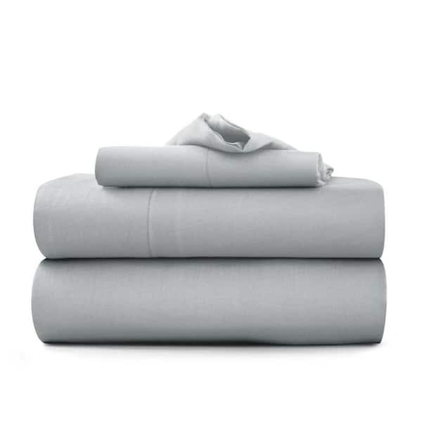 LDC LUX DECOR COLLECTION 3-Piece Gray Solid Color Microfiber and Bamboo Blend Twin XL Sheet Set