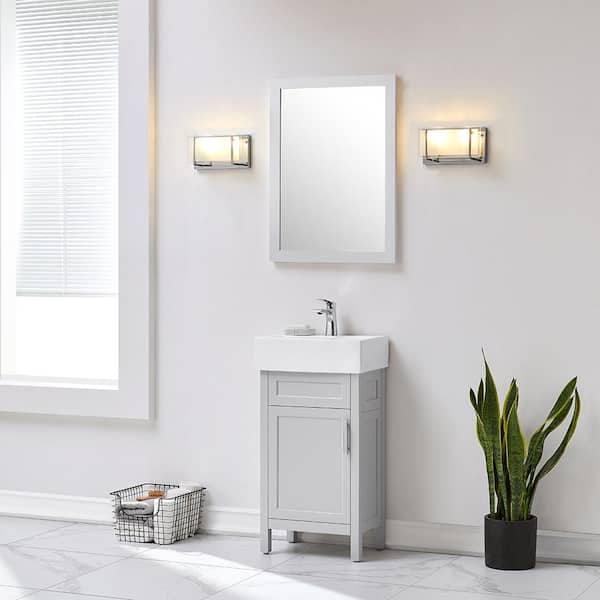 Arvesen 18 in. W x 12 in. D Vanity in Dove Grey with Ceramic Vanity Top in White with White Sink