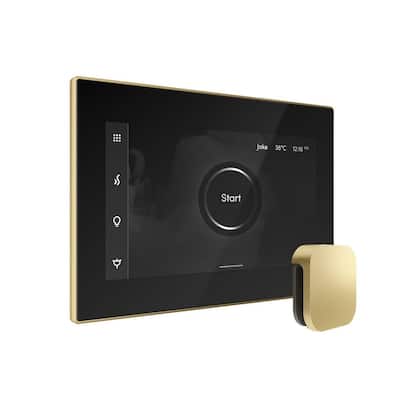 XButler Max Steam Shower Control Package with iSteamX Control and Linear Steamhead in Black Satin Brass