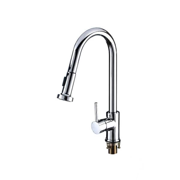 Kokols Single-Handle Pull-Out Sprayer Kitchen Faucet in Chrome