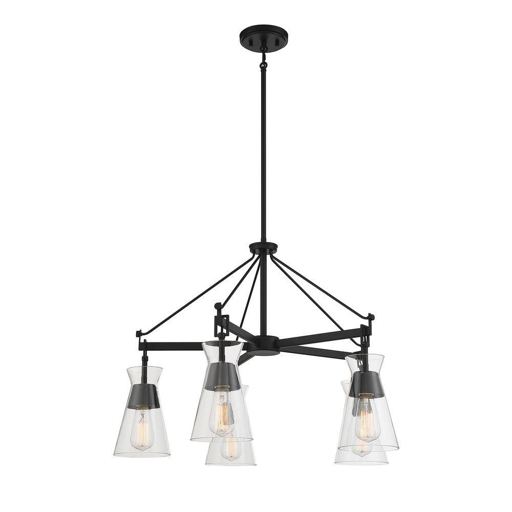 Lakewood Matte Black Mid-Century Modern 5-Light Chandelier