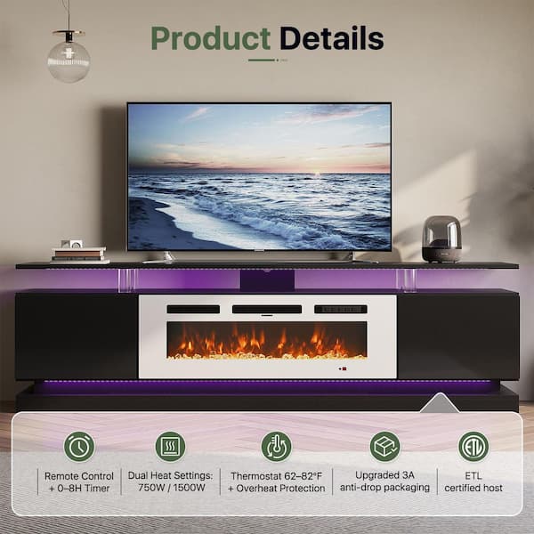 Sizzim 70 in. Freestanding Electric Fireplace TV Stand with