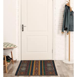 Ottohome Collection Non-Slip Rubberback Striped 2x3 Indoor Entryway Mat, 2 ft. 3 in. x 3 ft., Multicolor