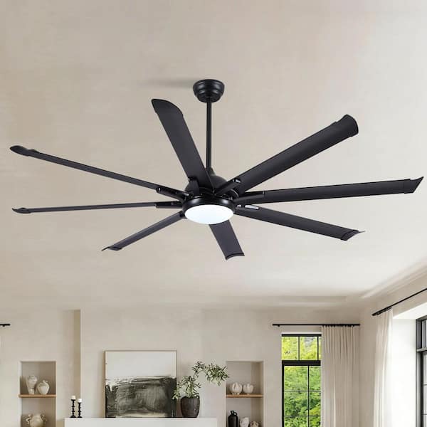 72 in. Indoor/Outdoor Industrial Commercial Large Black Aluminum Blades Ceiling Fans with Lights and Remote