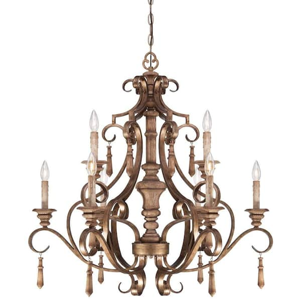 Minka Lavery Abbott Place 9-Light Classic Oak Patina Chandelier