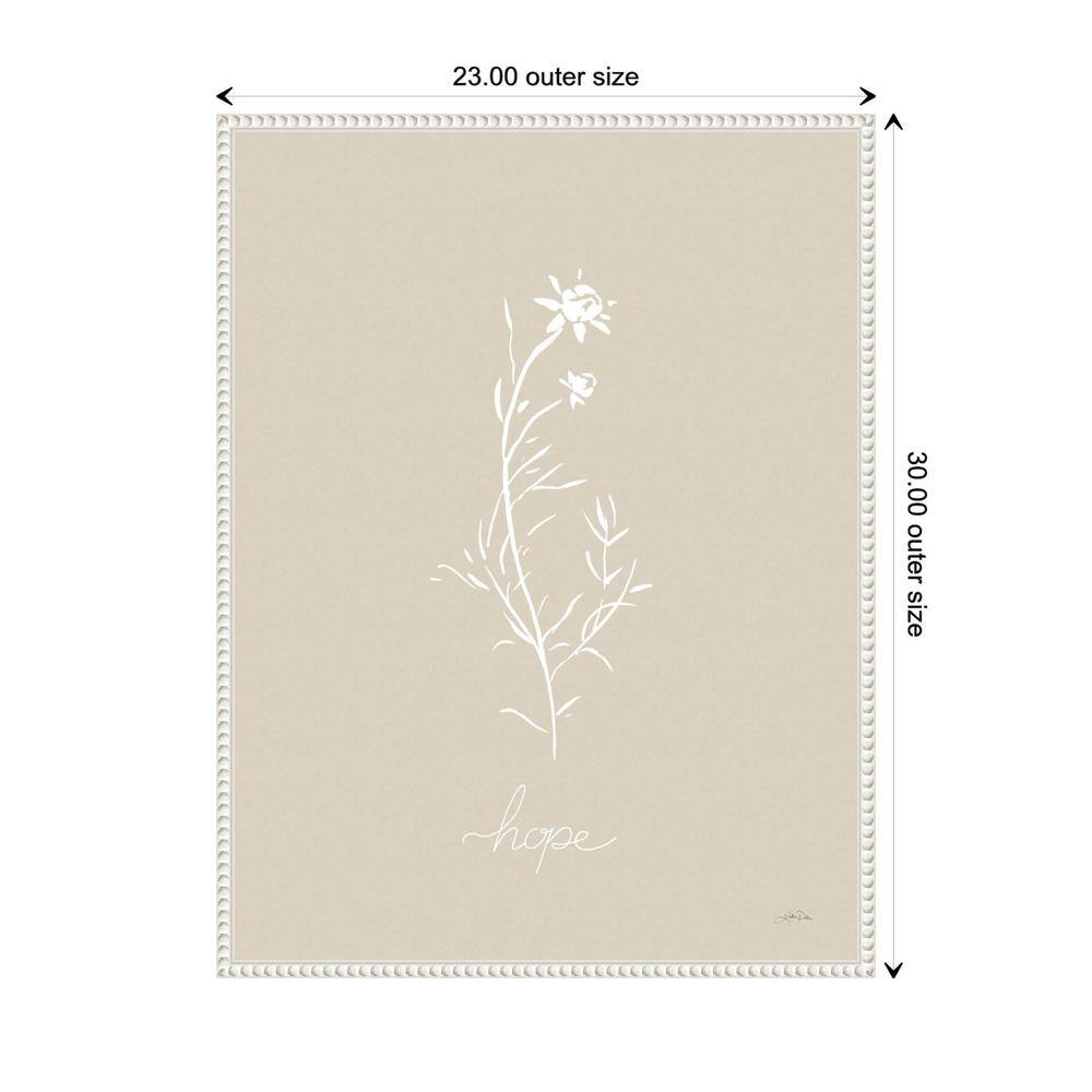 Beige and White Botanical Canvas Print with Beaded Frame
