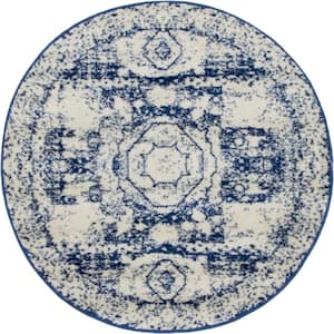 Bromley Wells Blue 3 ft. Round Area Rug
