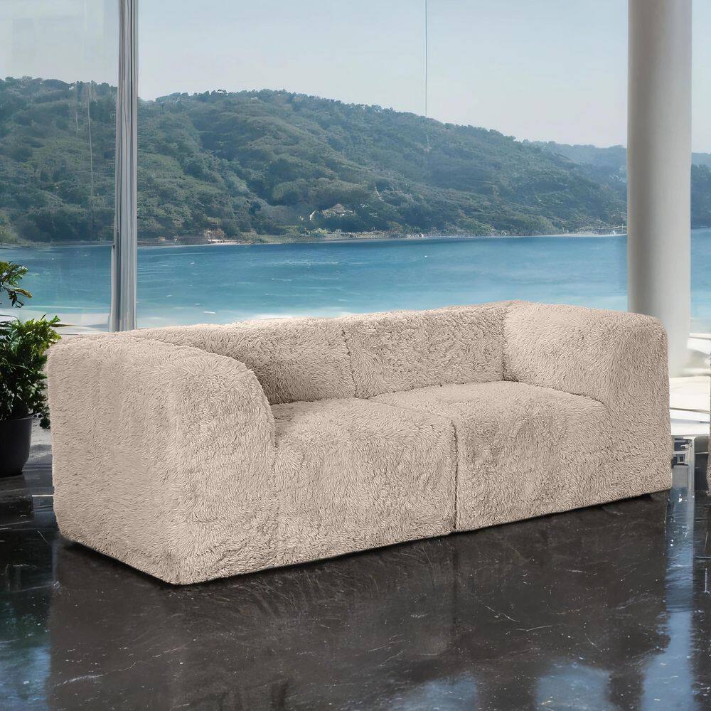 Getty 80 in. Solid Faux Fur Fabric 2-Seater Modular High Density Foam Loveseat in Taupe price history on PriceWatchPro