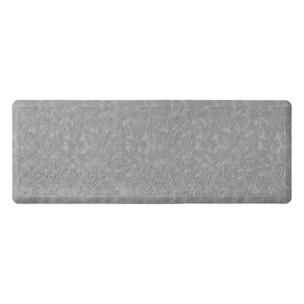 Chef Gear Marni Gray 17.5 in. x 48 in. Floral Synthetic Kitchen Mat