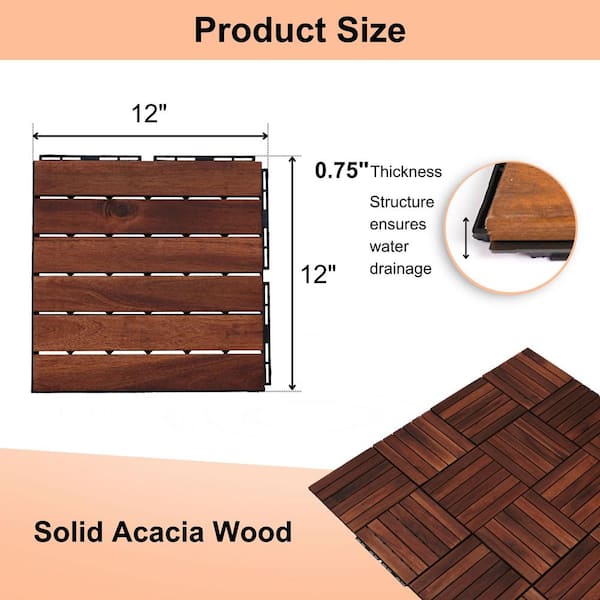 1 ft. x 1 ft. Acacia Wood Deck Tile in Brown (30-Piece)