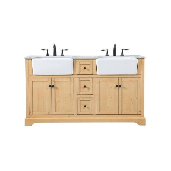 Double Bathroom Vanity Side Cabinet, Natural Wood Vanity 60
