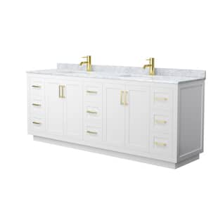 Miranda 84 in. W x 22 in. D x 33.75 in. H Double Bath Vanity in White with White Carrara Marble Top