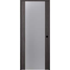 Paola 18 in. x 80 in. Left-Handed 1-Lite Frosted Glass Solid Core Gray Oak Wood Single Prehung Interior Door