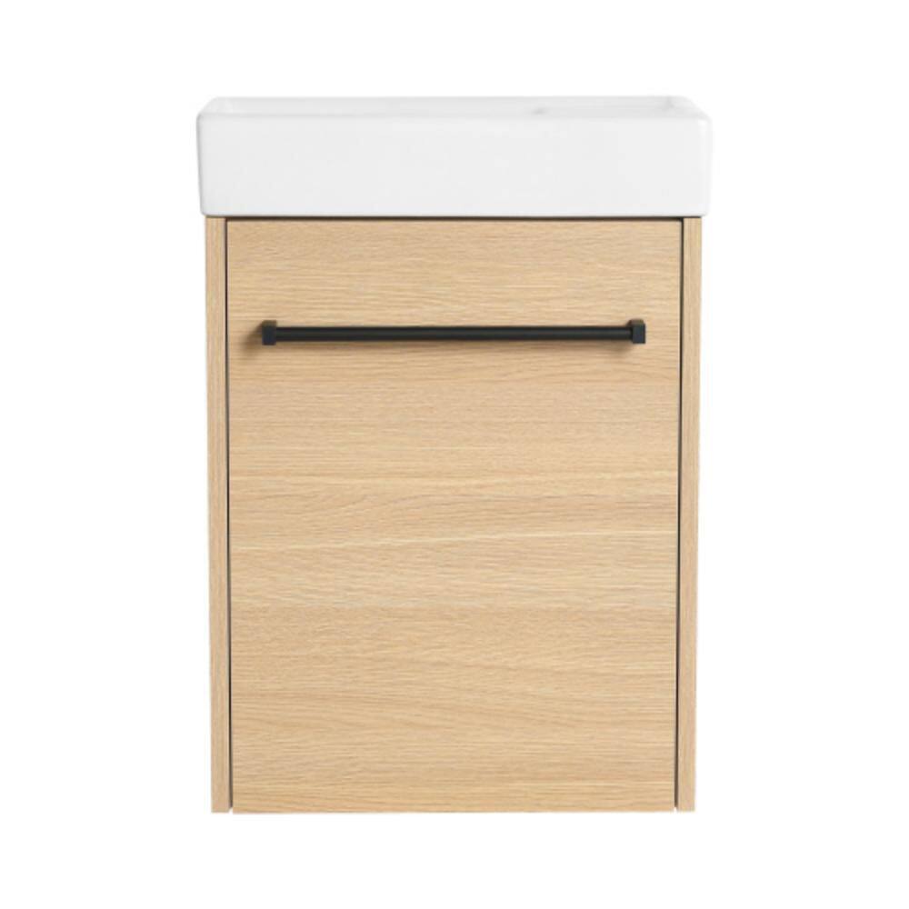 15.94 in. Floating Wall-Mounted Bath Vanity with White Ceramic Sink Top with Soft-Close Cabinet Door price history on PriceWatchPro