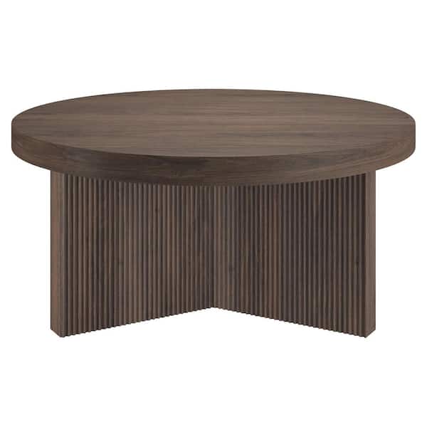 Meyer&Cross Holm 32 in. Alder Brown Round MDF Top Coffee Table