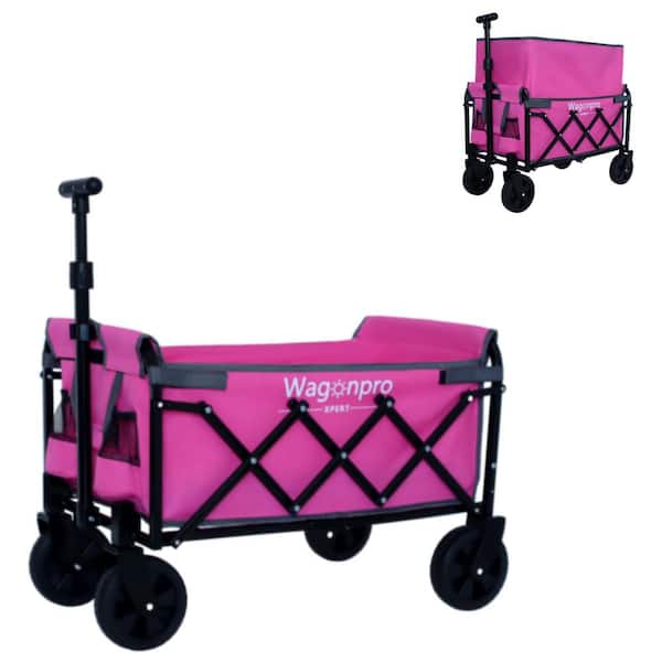 11.8 cu. ft. Pink Oxford Fabric Garden Cart, Utility Wagon Cart with All-Terrain Wheels for Camping Shopping Fishing