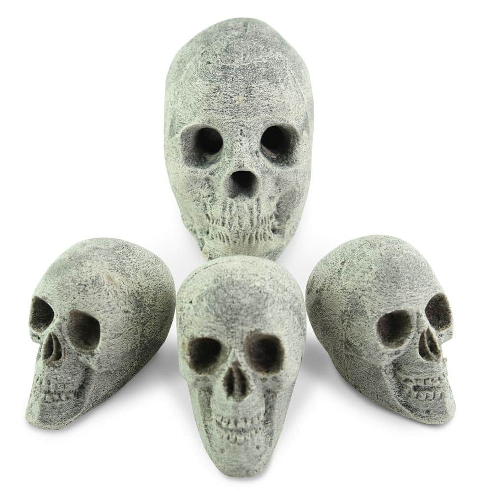 Gray Ceramic Skull and Bones Fireproof Decor Set