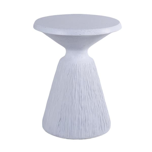 Aqua Grey Round Concrete Outdoor Accent Side Table Drum Style
