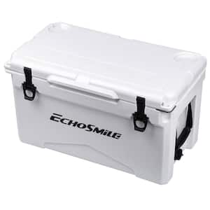 40 qt. Outdoor White Insulated Box Cooler with Stretch Lock, Non-Slip Rubber Mat and 4 Handles