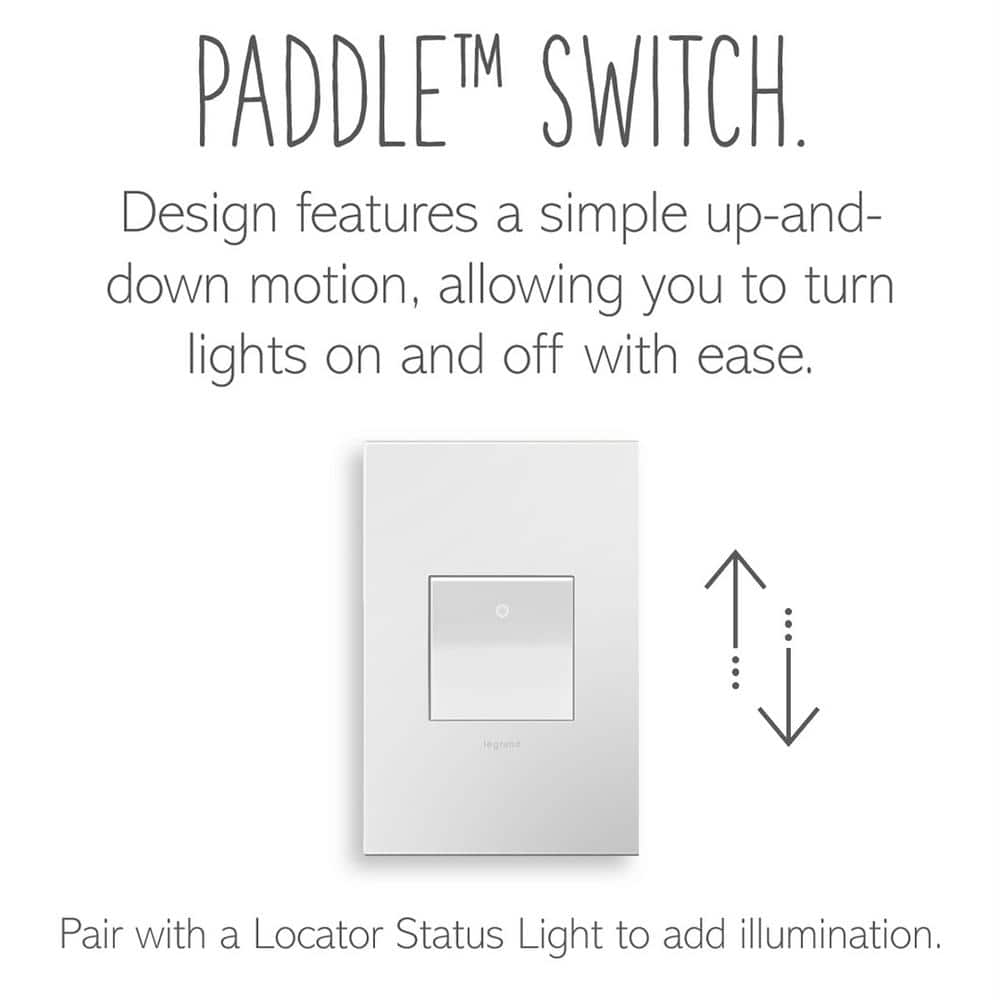 White Thermoplastic Single Pole/3-Way Rocker Light Switch with Wall Plate