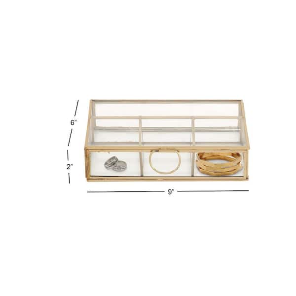 Gold Glass Jewelry Box with Clear Glass