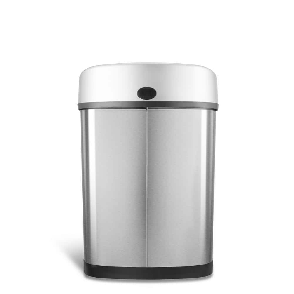11.1 Gallon Silver Stainless Steel Touchless Motion Sensor Trash Can