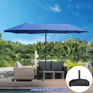 13 ft. Market Patio Umbrella 2-Side in Blue with Mobile Base