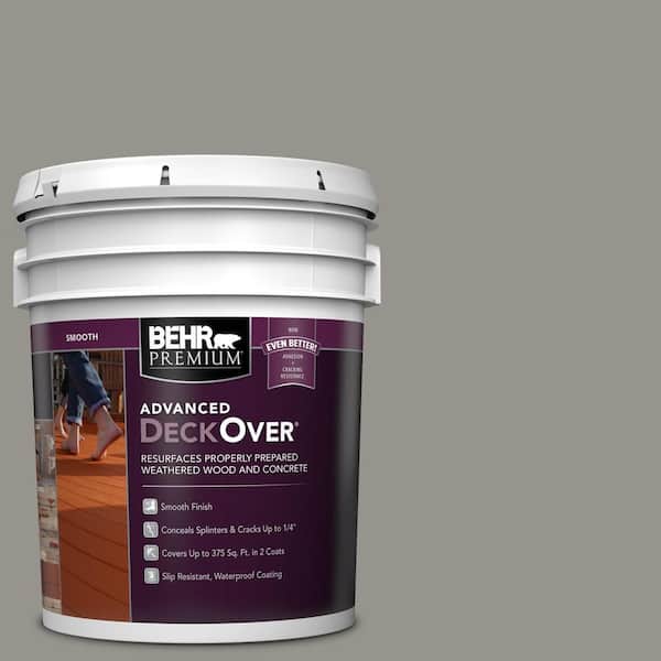 BEHR Premium Advanced DeckOver 5 gal. #SC-137 Drift Gray Smooth Solid Color Exterior Wood and Concrete Coating
