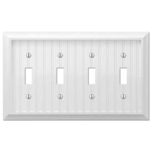 Cottage 4-Gang White Toggle BMC Wood Wall Plate