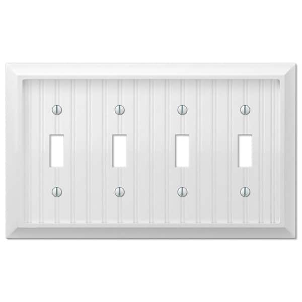 AMERELLE Cottage 4-Gang White Toggle BMC Wood Wall Plate