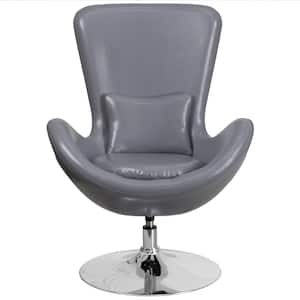 Gray Leather Egg Series Reception-Lounge-Side Chair
