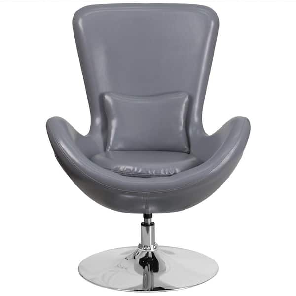 Flash Furniture Gray Leather Egg Series Reception-Lounge-Side Chair