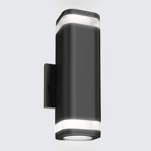 Stark Black Modern Smart Dusk to Dawn Integrated LED Outdoor Hardwired Garage & Porch Light Lantern Sconce