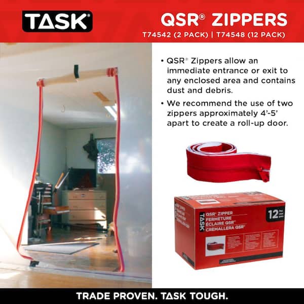 TASK QSR 3 in. x 7 ft. Quick Support Rod Zipper (2-Pack) T74542