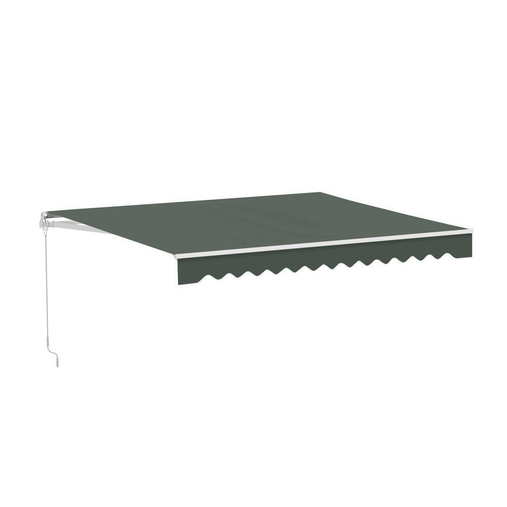 12 ft. Caribbean Polyester Manual Retractable Patio Awning 10 ft. Projection in Forest Green price history on PriceWatchPro