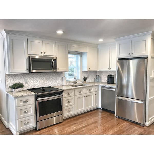 CRUZ BAY STUDIO - Classic Pebble Tile White 11-1/4 in. x 11-1/4 in. x 12.7 mm Mesh-Mounted Mosaic Tile (9.61sq. ft. / case)