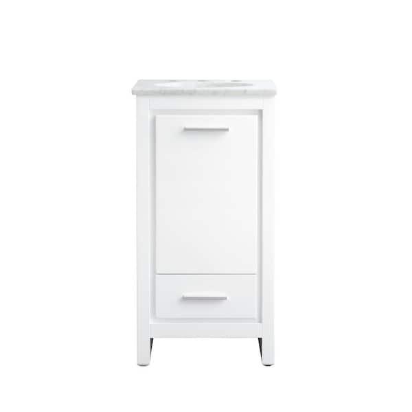 Unbranded Timeless Home 18 in. W x 19 in. D x 35 in. H Single Bathroom Vanity in White with White Marble Top and White Basin