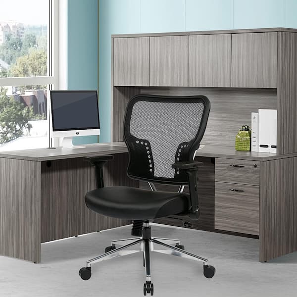 Office Star Black Deluxe R2 SpaceGrid Back Chair with Memory Foam Mesh