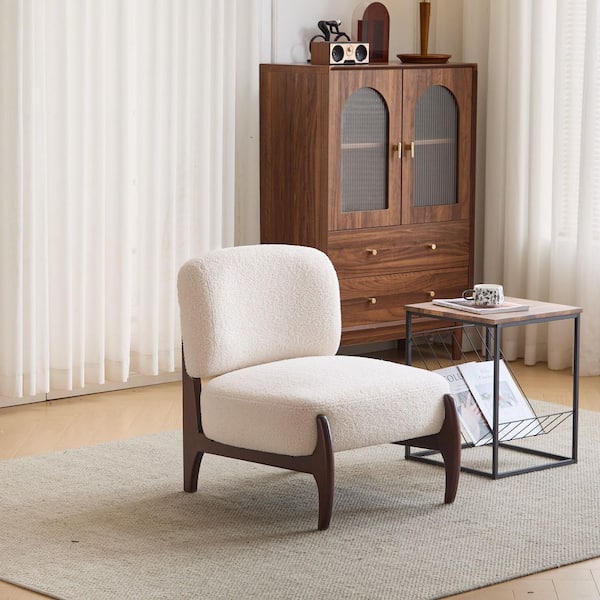 CHRISTOPHER KNIGHT HOME Vista Modern Upholstered Boucle Lounge Chair, Solid Wood Frame, Beige