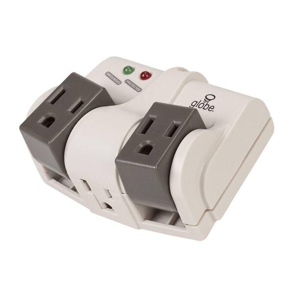 Globe Electric 3-Outlet Swivel Surge Tap with Surge Protection - White and Grey (2-Pack)